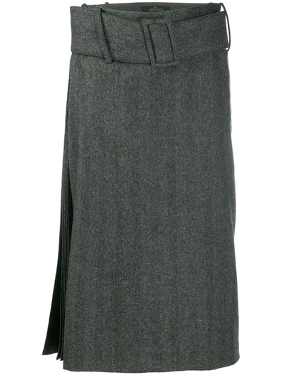 Rokh Asymmetric Waist Skirt In Grey