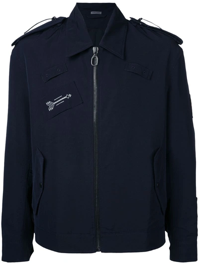 Lanvin Cross Stitch Patch Blouson Jacket In Ink Blue