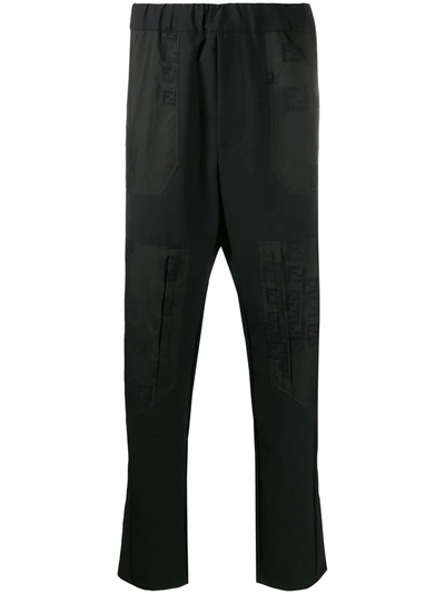 Fendi Panelled Straight Leg Trousers In Black