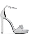 Saint Laurent Bow Detail Sandals In Silver