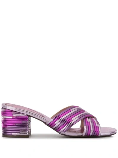 Schutz Criss-cross Strap Metallic Sandals In Purple