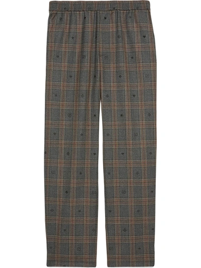 Gucci Plaid Gg Trousers In Grey