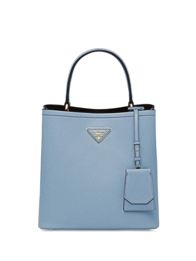 Prada Medium Panier Triangle-logo Bag In Blue