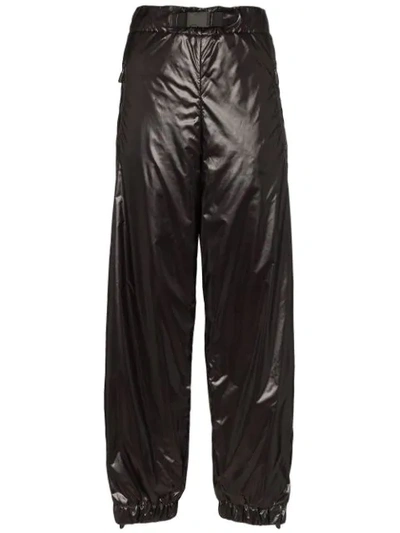 Moncler Side-stripe Nylon Trousers In Black