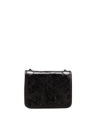 Saint Laurent Niki Leather Wallet-on-chain In Black Black