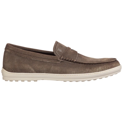 Tod's Men's Suede Loafers Moccasins In Brown