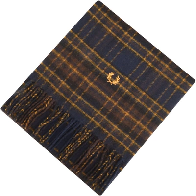 Fred Perry Black Winter Tartan Scarf Blue