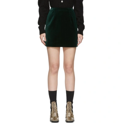 Alexa Chung Alexachung Green Velvet Striped B-line Miniskirt In C2800 Green