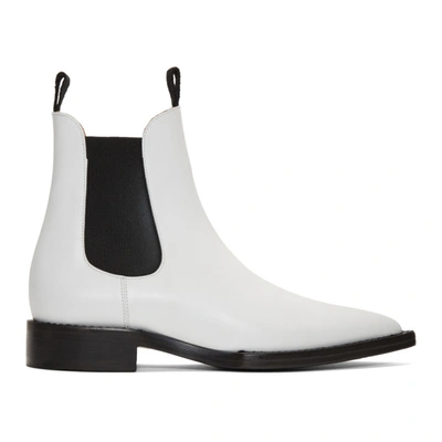 Ami Alexandre Mattiussi White Pointed Chelsea Boots In 100 White