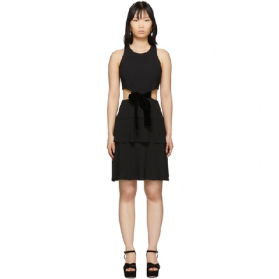 Proenza Schouler Acetate Blend Crepe Mini Dress W/cut Out In Black