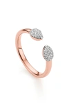 Monica Vinader Rose Gold Plated Vermeil Silver Fiji Bud Diamond Stacking Ring In Rose Gold/ Diamond