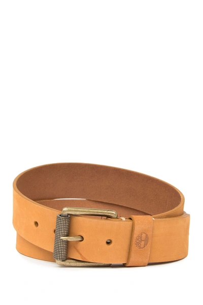 Timberland Square Rlr Buckle Leather Belt In Wheat