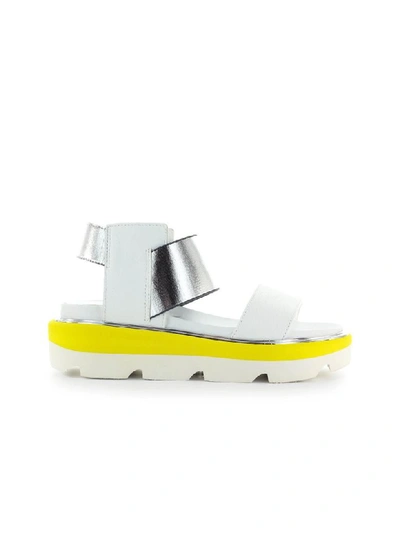 Jeannot White Silver Platform Sandal In Bianco (white)