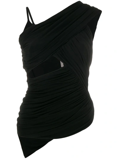 Rick Owens Twisted One Shoulder Top In Black