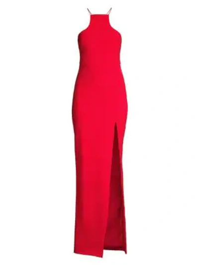 Likely Rocco Column Halter Gown In Scarlet