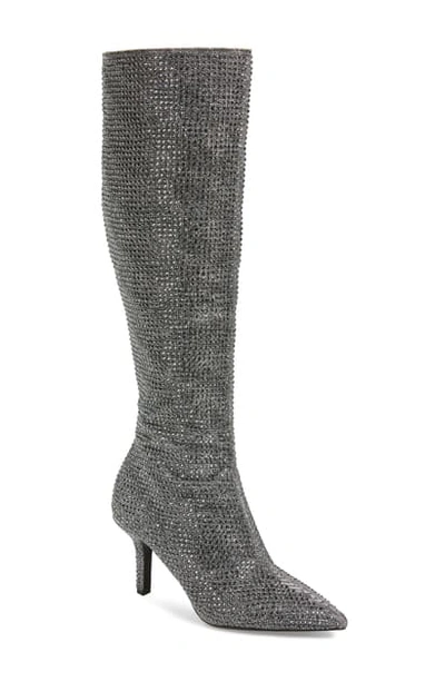 Michael Michael Kors Katerina Crystal Knee Boots In Black/ Silver Glitter