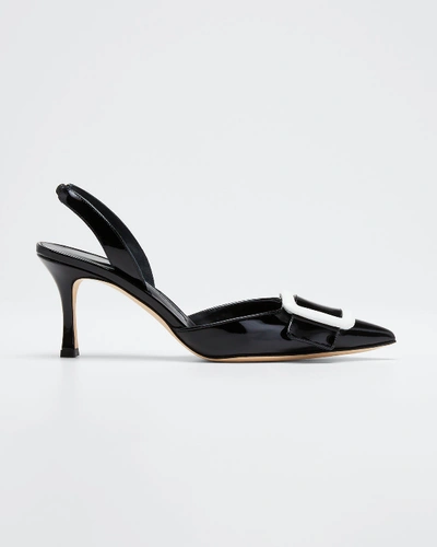 Manolo Blahnik May Patent Slingback Pumps In Black