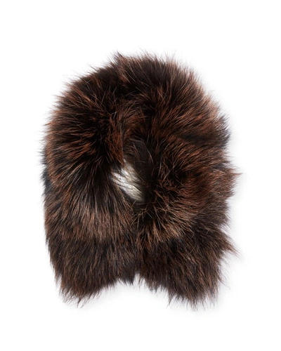 49 Winters Fox Fur-trim Collar, Brown