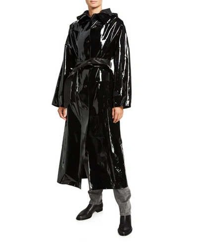 Kassl Maxi Glossy Lacquer Raincoat In Black