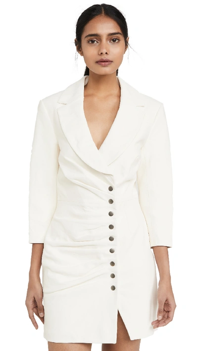 Retroféte Willa Collared Leather Snap-front Dress In White