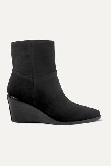 black wedge heel boots