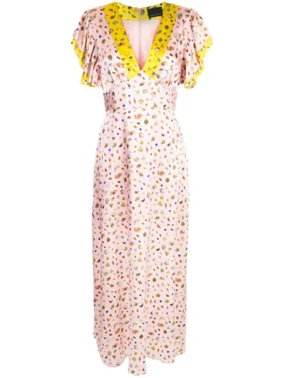 Cynthia Rowley Pamela Flutter-sleeve Stretch Silk Maxi Dress In Pink