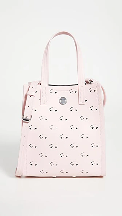Kenzo Leather Small Blink Multi-eye Tote In Pale Pink