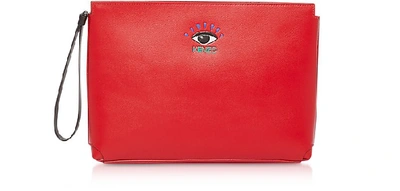 Kenzo Cut Out Leather Gusset Pouch In Red