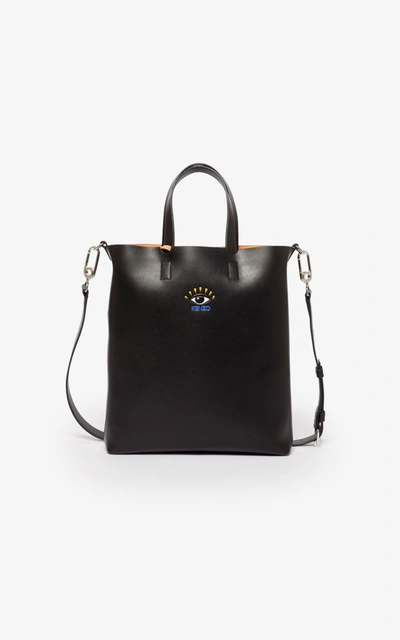 Kenzo Cut Out Leather Small Tote Bag In Black