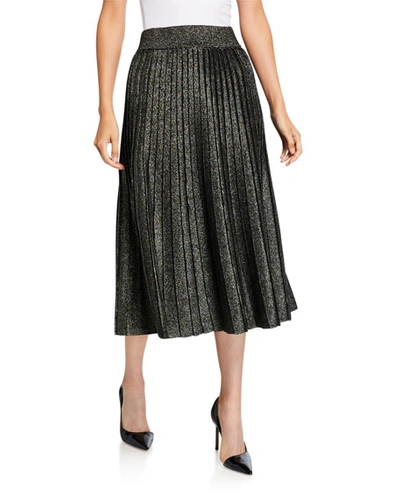 A.l.c Nevada Metallic Pleated Midi Skirt - M In Black