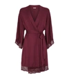Eberjey Colette Lace-trimmed Jersey Robe In Bordeaux
