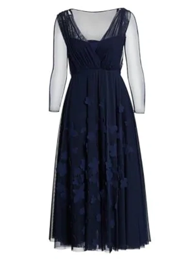 Chiara Boni La Petite Robe Kirim Illusion Pleated Midi Dress In Blue
