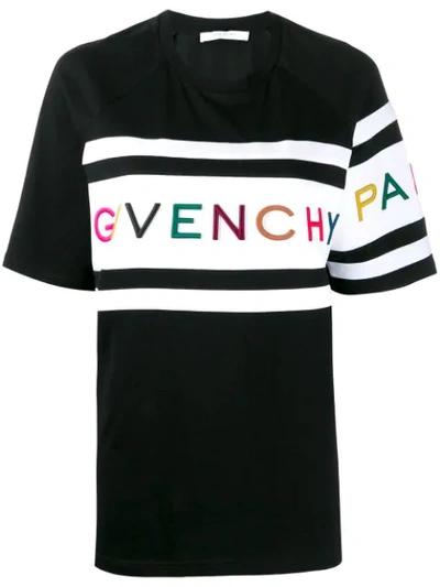 Givenchy Logo Embroidery Cotton Jersey T-shirt In Black