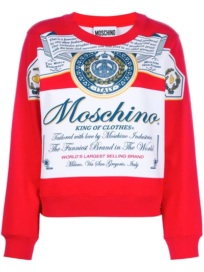 Moschino + Budweiser Printed Cotton-jersey Sweatshirt In Red