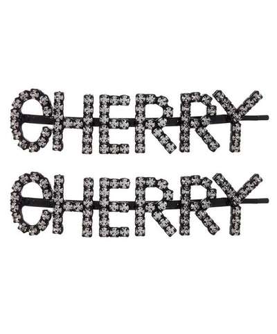 Ashley Williams Cherry Crystal Hair Pins In Silver