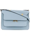 Marni Trunk Mini Leather Shoulder Bag In Blue