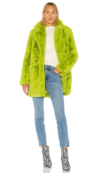 Apparis Sophie Faux Fur Coat In Neon Green