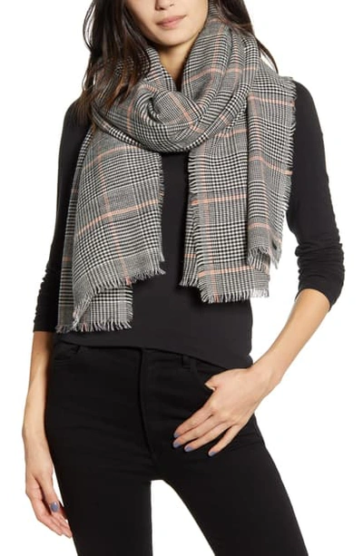 Allsaints Check Woven Scarf In Black/ Cream/ Salmon