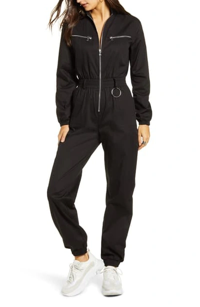 Tiger Mist Arden Zip-front Boilersuit In Black