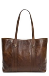 Frye Melissa Leather Shopper - Brown In Dark Brown