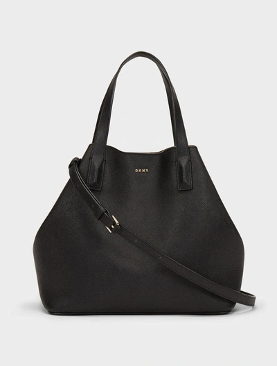 Dkny Large Bryant Park Bonded Saffiano Tote In Black