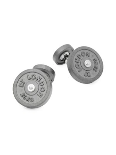 Tateossian Round Gunmetal-tone Cufflinks In Grey