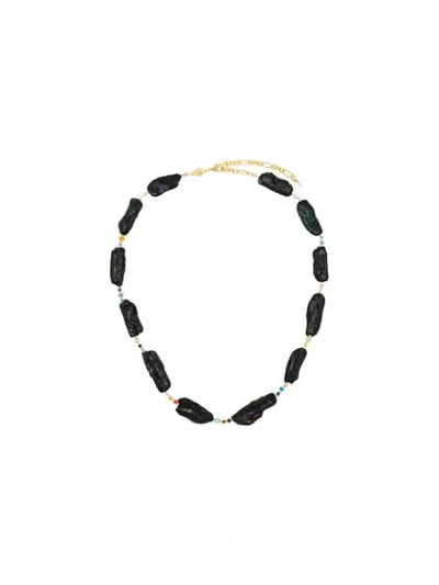 Anni Lu 18k Gold-plated Black Rock Sea Pearl Choker