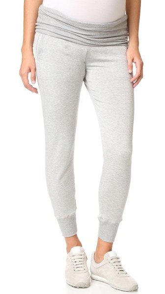 Beyond Yoga Fold Over Maternity Sweatpants In Heather Grey | ModeSens