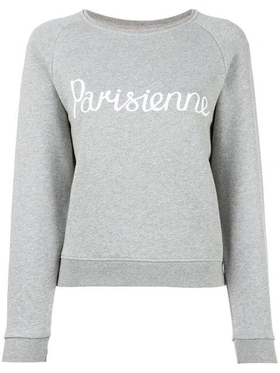 Maison Kitsuné Parisienne Print Sweatshirt In Grey Melange | ModeSens