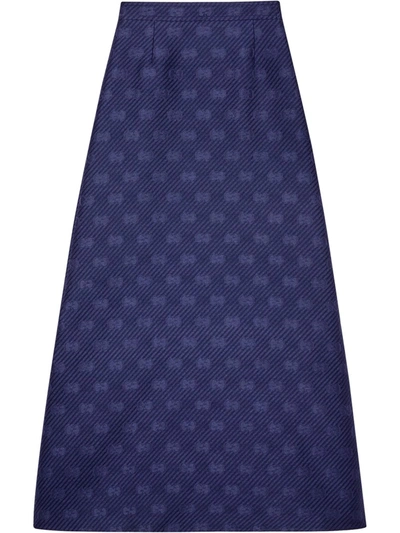Gucci Diagonal Gg Stripe A-line Skirt In Blue