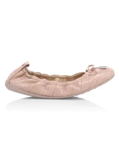 Tod's Croc-embossed Leather Ballet Flats In Blush