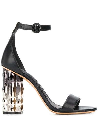 Ferragamo Azalea Faceted-heel Sandals In Black