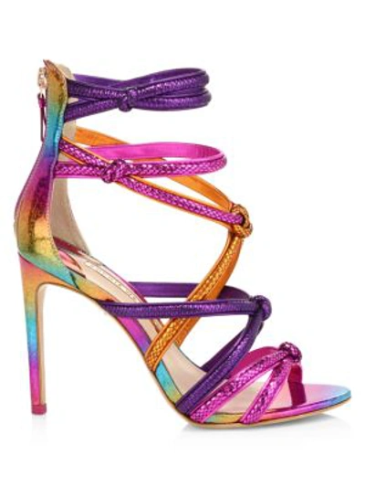 Sophia Webster Metallic Lizard-embossed Leather Stiletto Sandals In Rainbow