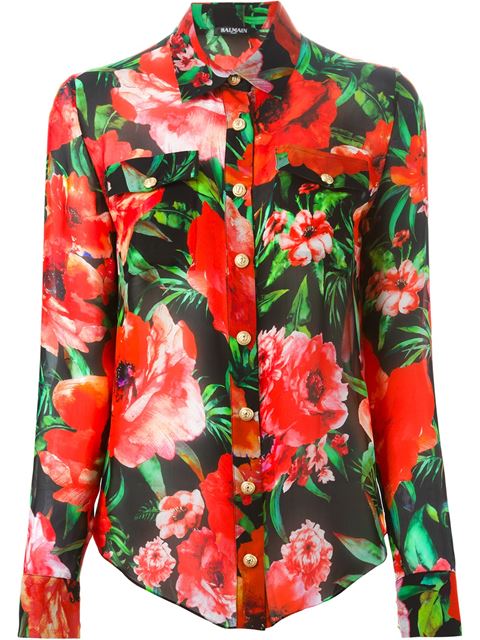 Balmain Floral Shirts & Blouses In Red | ModeSens
